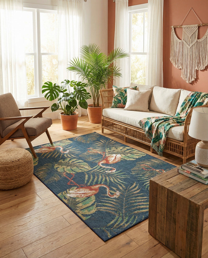Coastal Terrace Collection Area Rug - Seabreeze Rectangle Navy Blue  lifestyle 13