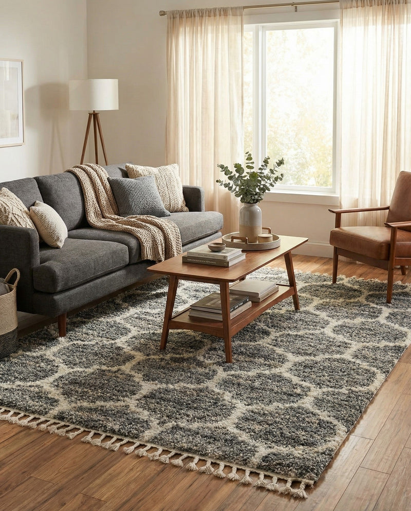 Cozy Cove Shag Collection Area Rug - Marina Rectangle Gray  lifestyle 23