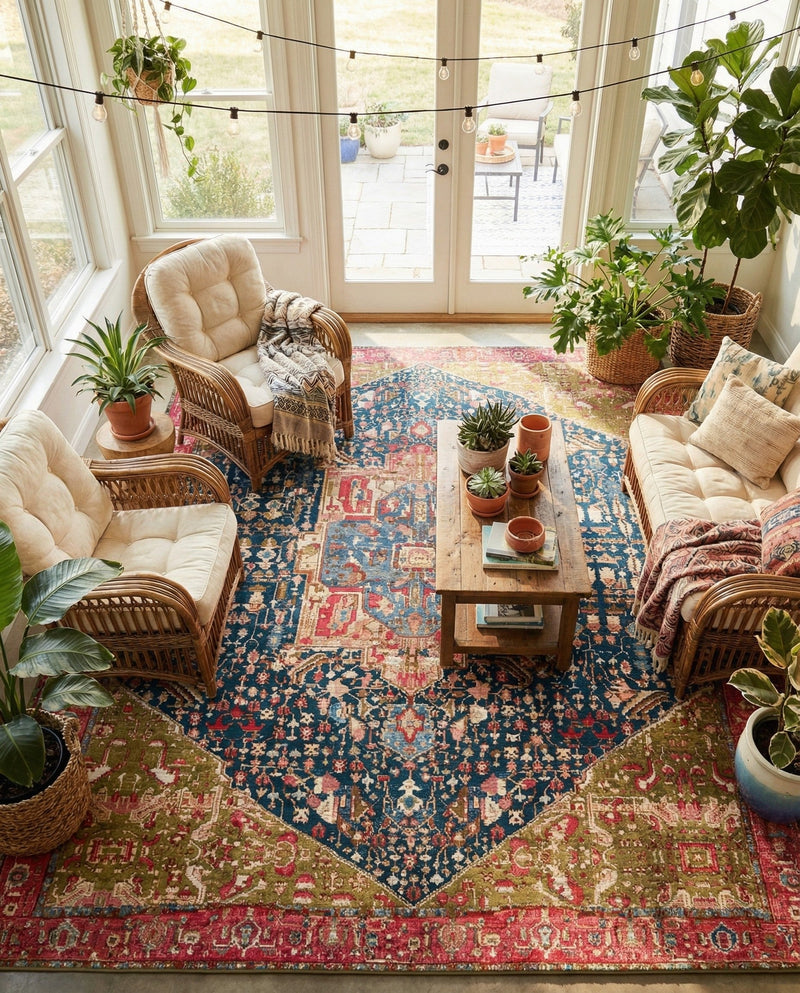 Patio Heritage Collection Area Rug -  Sanctuary Rectangle Multi  lifestyle 57
