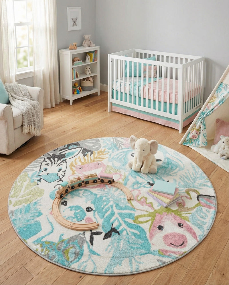 Wonder Tykes Collection Area Rug -  Splash Round Multi  lifestyle 39