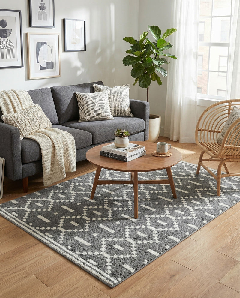 Copenhagen Edge Collection Area Rug -  Tivoli Rectangle Gray  lifestyle 31