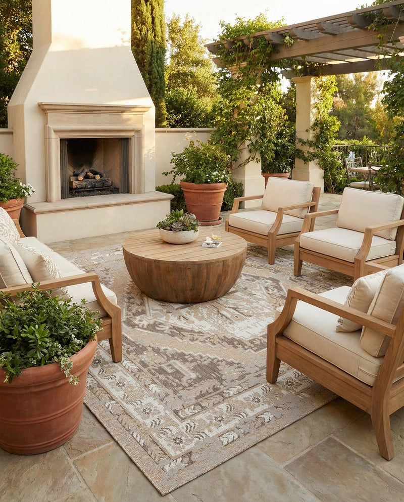 Patio Heritage Collection Area Rug -  Augusta (Natural) Square Natural  lifestyle 68
