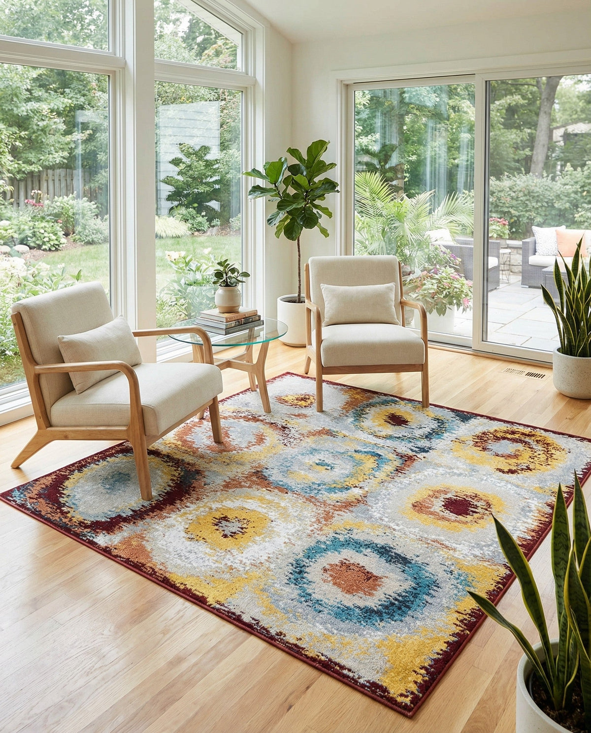 Aegean Elegance Washables Collection Area Rug -  Rhodes Square Multi  lifestyle 85