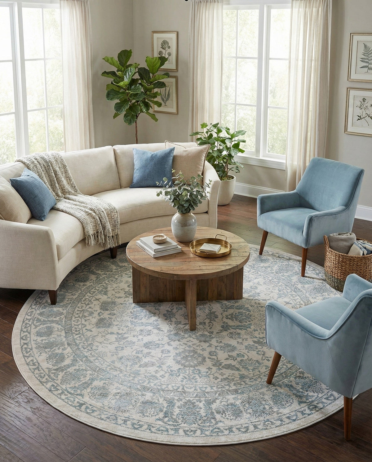 Metro Heights Collection Area Rug -  Astoria Round Teal  lifestyle 60
