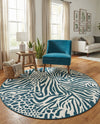 Savannah Escape Collection Area Rug -  Masai Round Navy Blue and Ivory  lifestyle 50