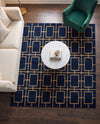 Hollywood Luxe Collection Area Rug -  Beverly (Navy Blue Gold) Square Navy Blue Gold  lifestyle 67