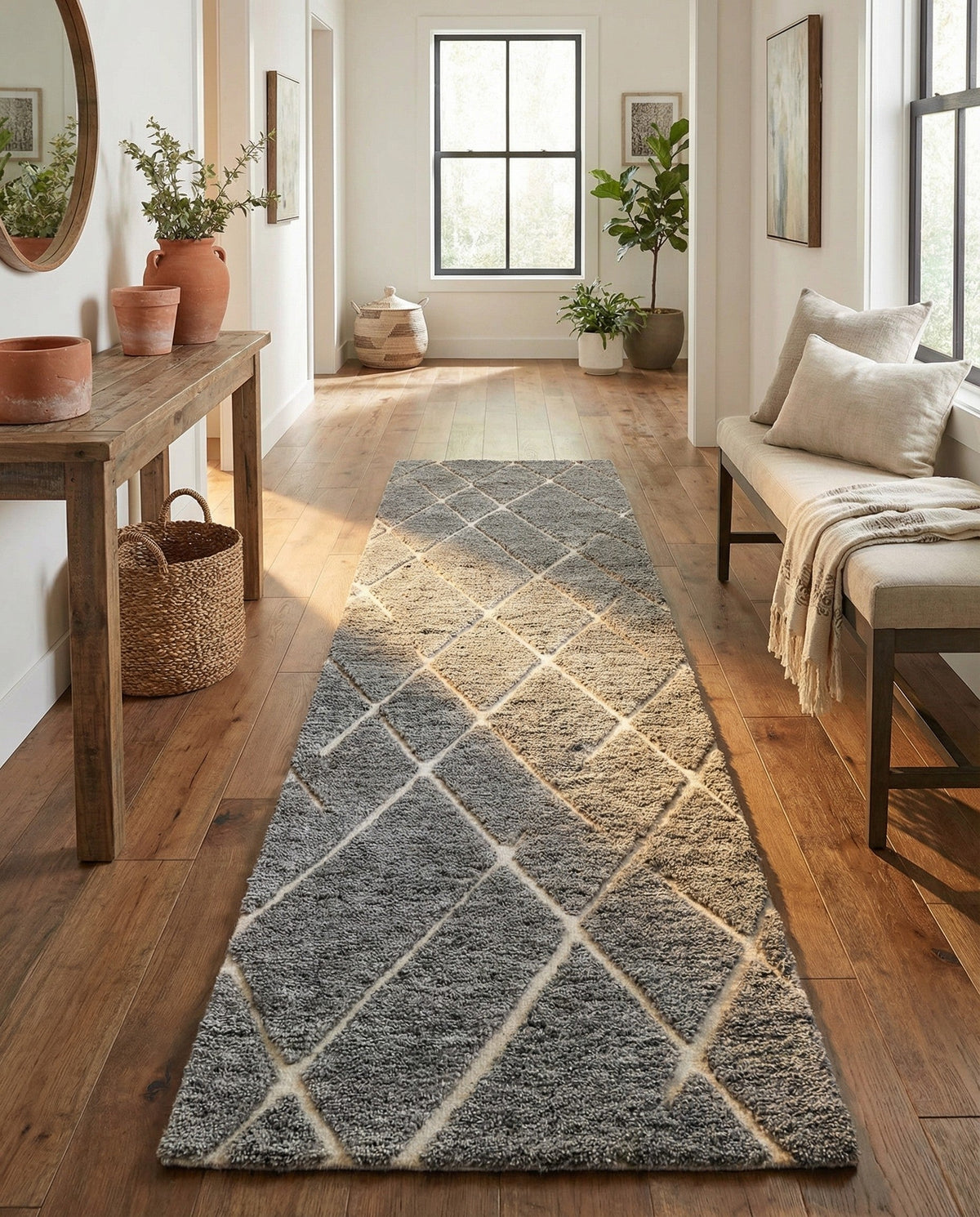 Sahara Berber Wool Collection Area Rug - Marrakesh Runner Silver Gray  lifestyle 121