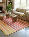 Seaside Stripes Collection Area Rug -  Coral Rectangle Peach and Salmon  lifestyle 35