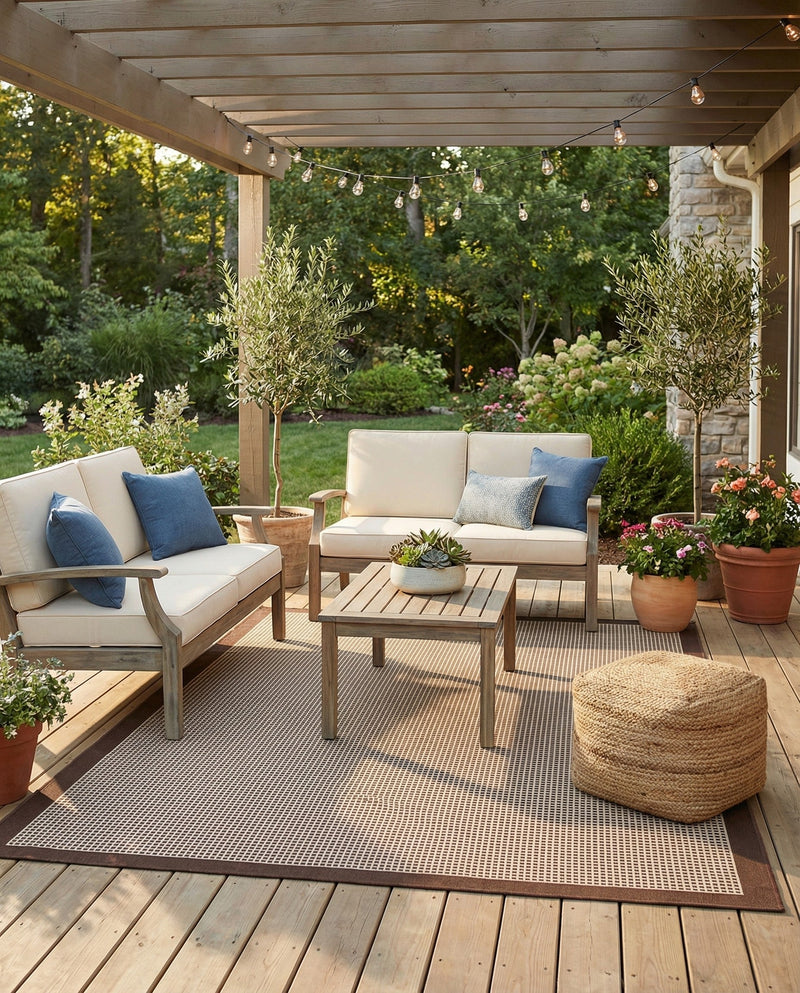 Terrace Fringe Collection Area Rug - Oceanside Rectangle Brown  lifestyle 31