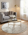 Hollywood Luxe Collection Area Rug - Sunset (White Silver) Round White Silver  lifestyle 62