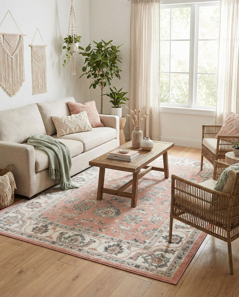 Adriana Terrace Collection Area Rug -  Positano (Rose) Rectangle Rose  lifestyle 5
