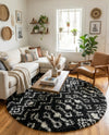 Berber Lattice Shag Collection Area Rug - Atlas (Black and White) Round Black and White  lifestyle 22