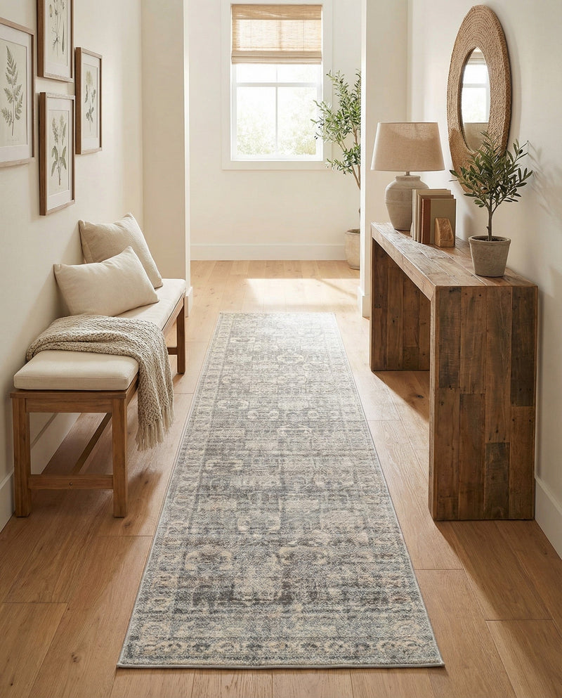 Seville Stripes Collection Area Rug -  Granada (Gray) Runner Gray  lifestyle 45
