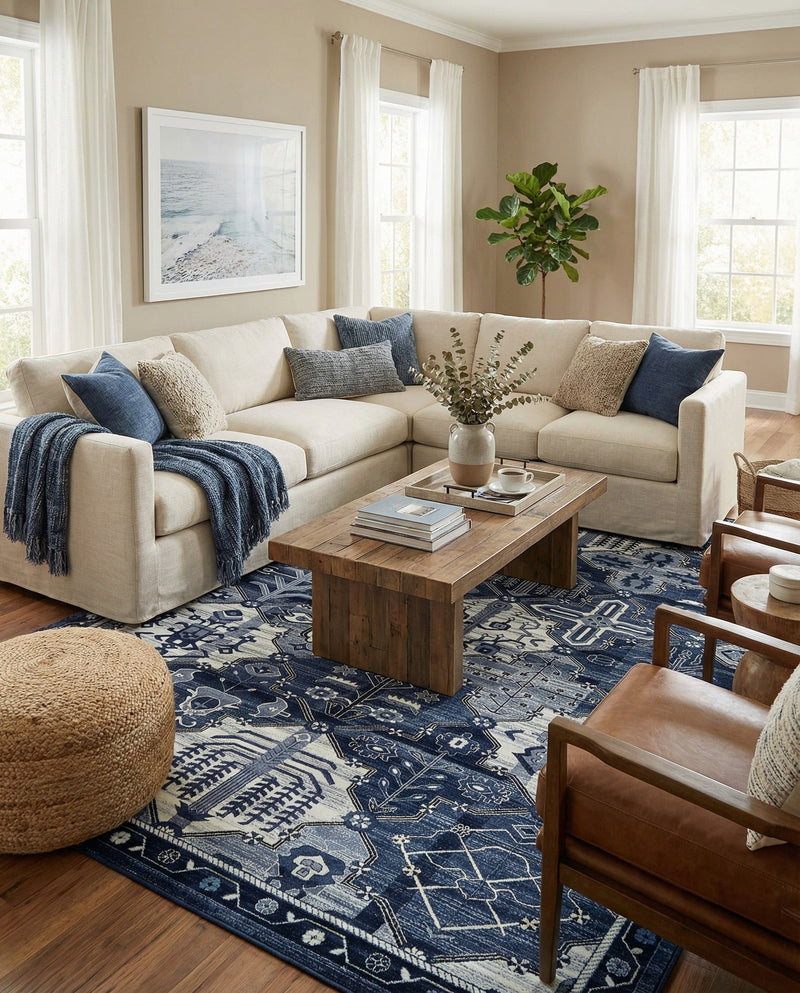 Horizon Collection Area Rug - Dawn Rectangle Blue  lifestyle 45