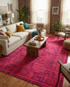 Chateau Elegance Collection Area Rug -  Louvre Rectangle Magenta  lifestyle 34