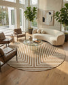 Urban Terrace Collection Area Rug -  Astoria (Taupe) Round Taupe  lifestyle 48