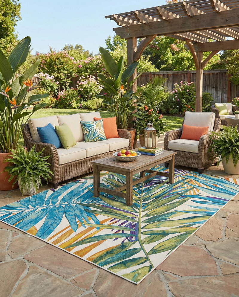Seaside Blooms Collection Area Rug -  Arcadia Rectangle Multi  lifestyle 32