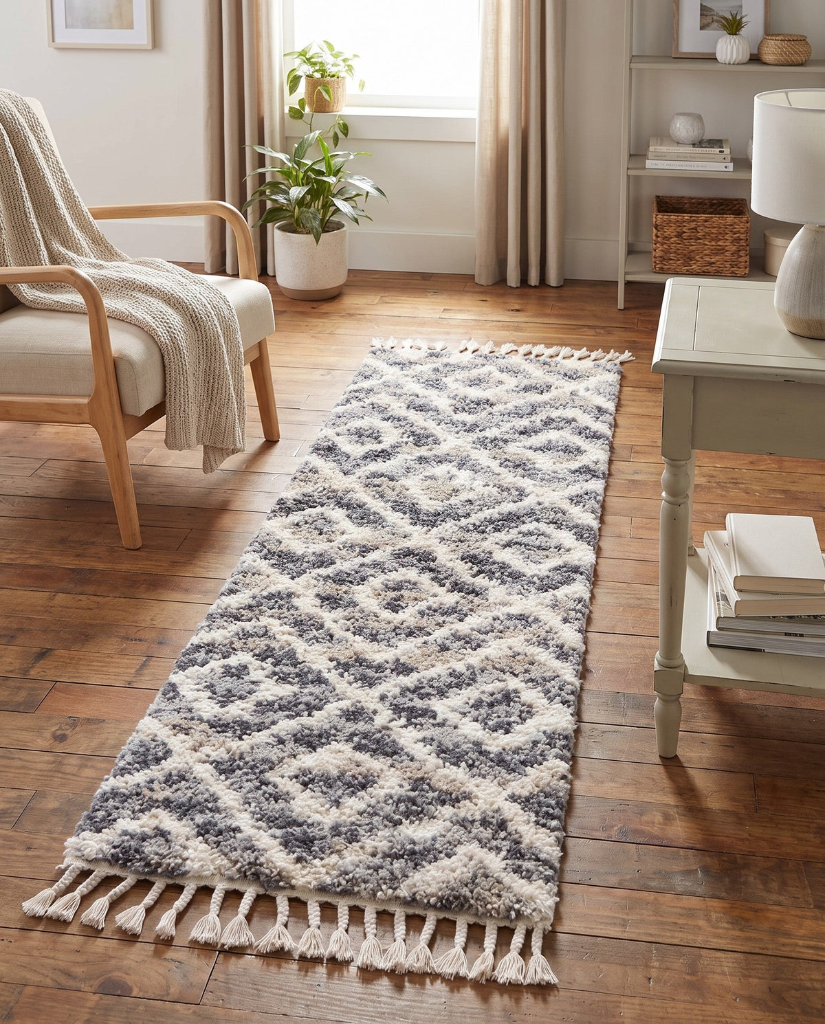 Cozy Cove Shag Collection Area Rug -  Dunes Runner Gray  lifestyle 182
