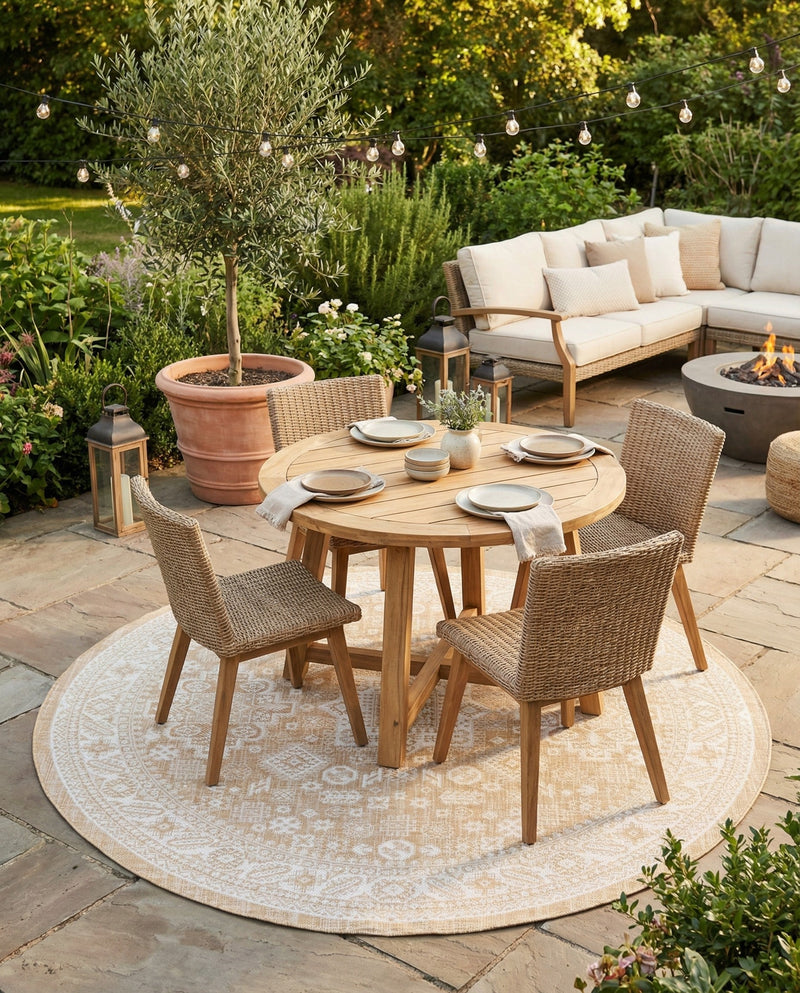 Tribal Terrace Treasures Collection Area Rug -  Incan Isle (Natural) Round Natural  lifestyle 85