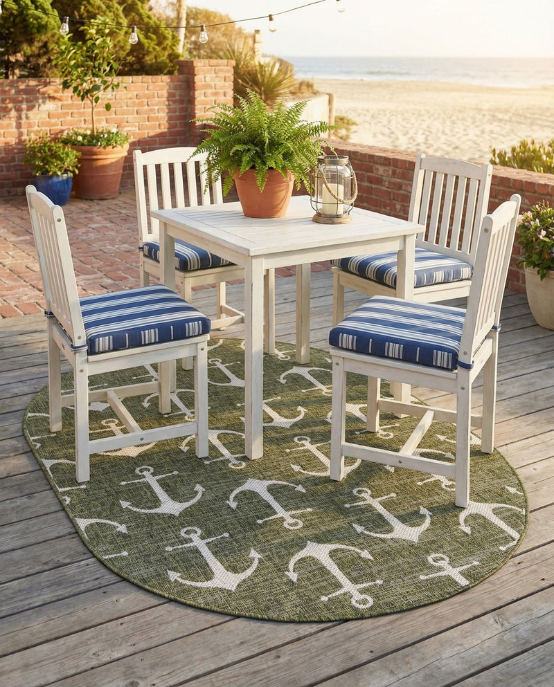 Seaside Haven Rugs Collection Area Rug - Sapphire (Green) Oval Green  lifestyle 37