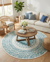 Patio Heritage Collection Area Rug -  Lafayette (Aqua) Round Aqua  lifestyle 56