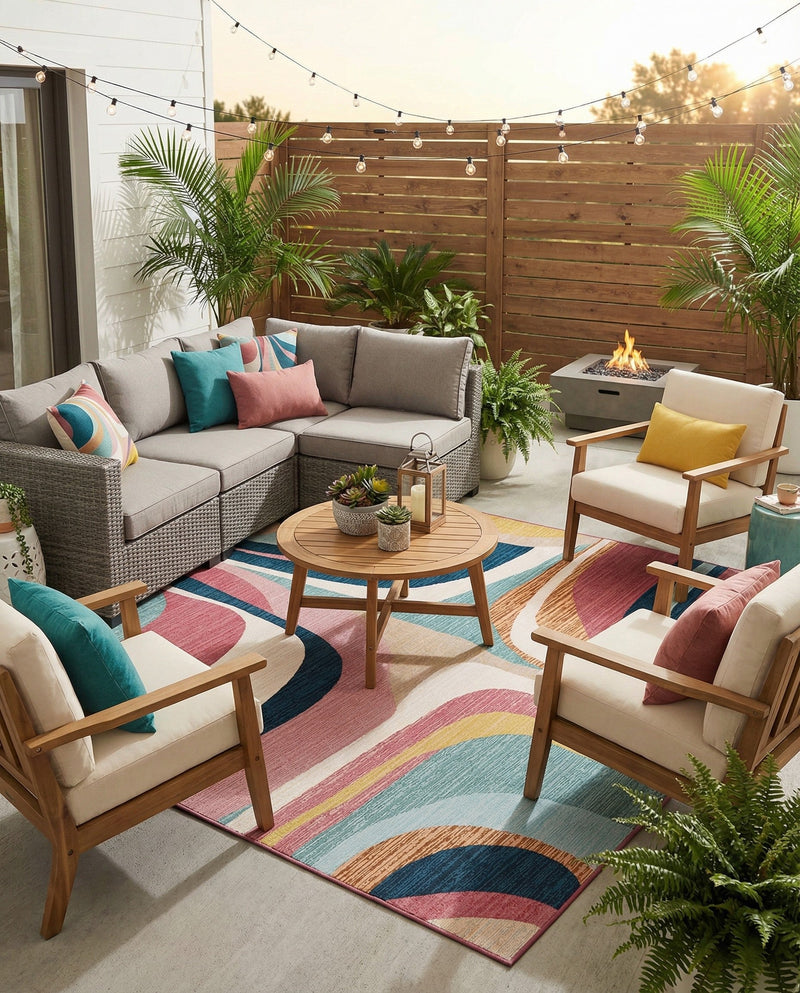 Urban Terrace Collection Area Rug - Venice Square Multi  lifestyle 51