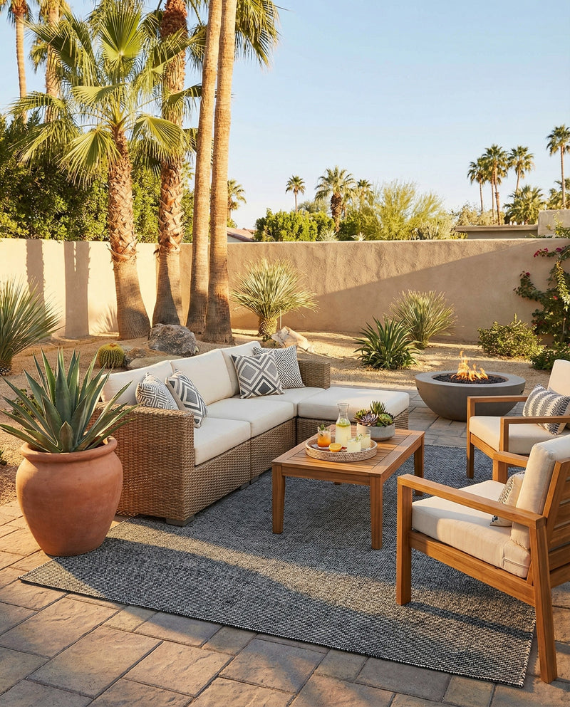 Jill Zarin Sedona Oasis Outdoor Collection Area Rug - Coconino (Black Sky) Rectangle Black Sky  lifestyle 8