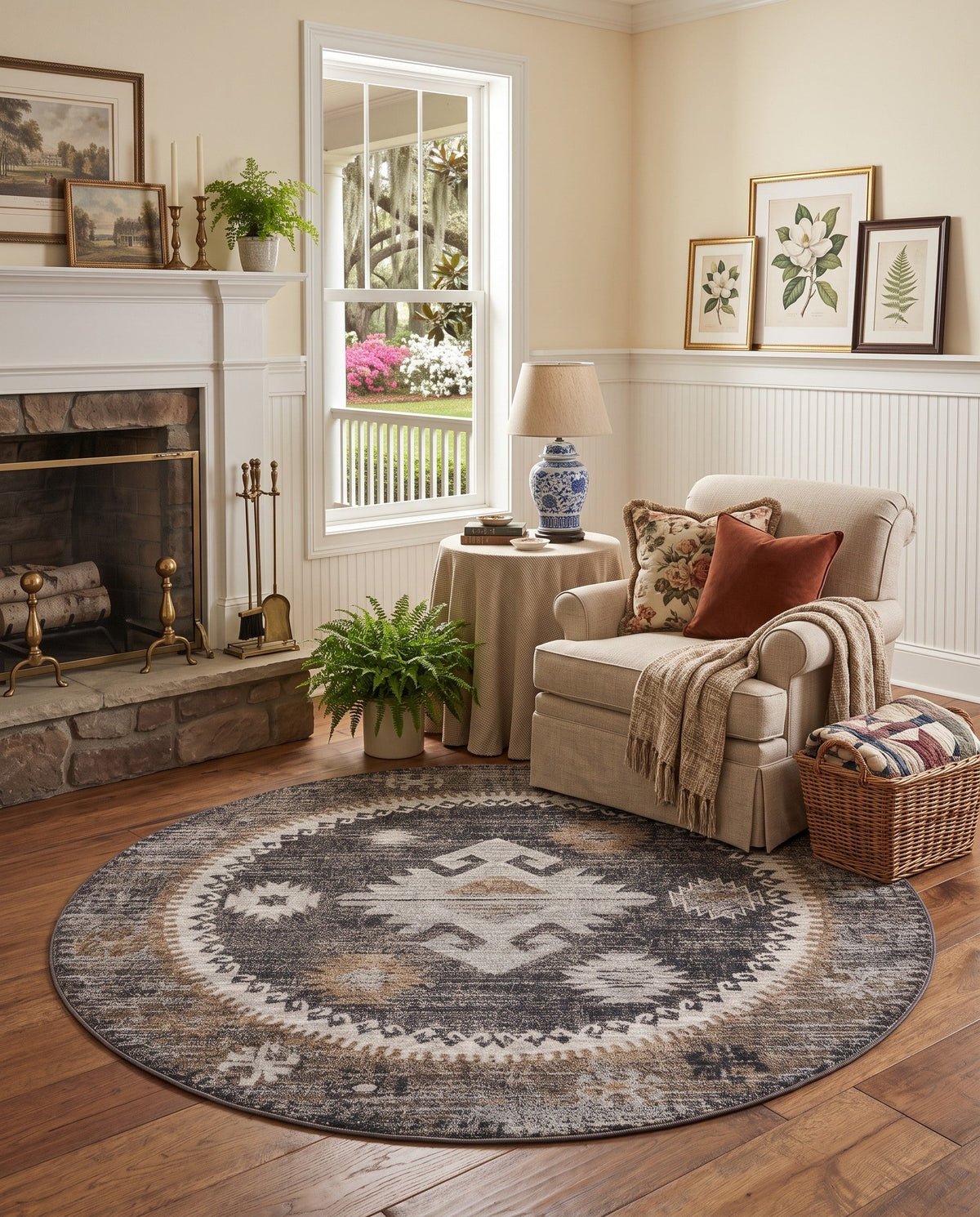 Desert Modern Eco Rug Series Collection Area Rug -  Mojave Round Charcoal Gray  lifestyle 88