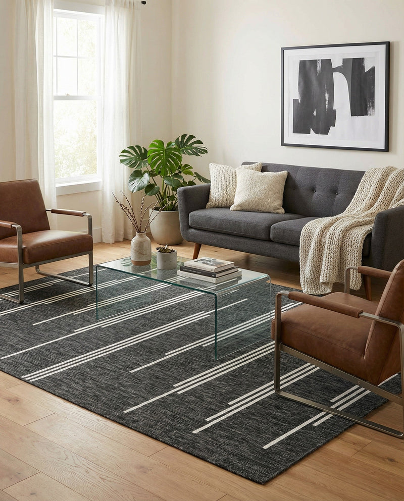 Urban Terrace Collection Area Rug -  Brooklyn Rectangle Black and White  lifestyle 47
