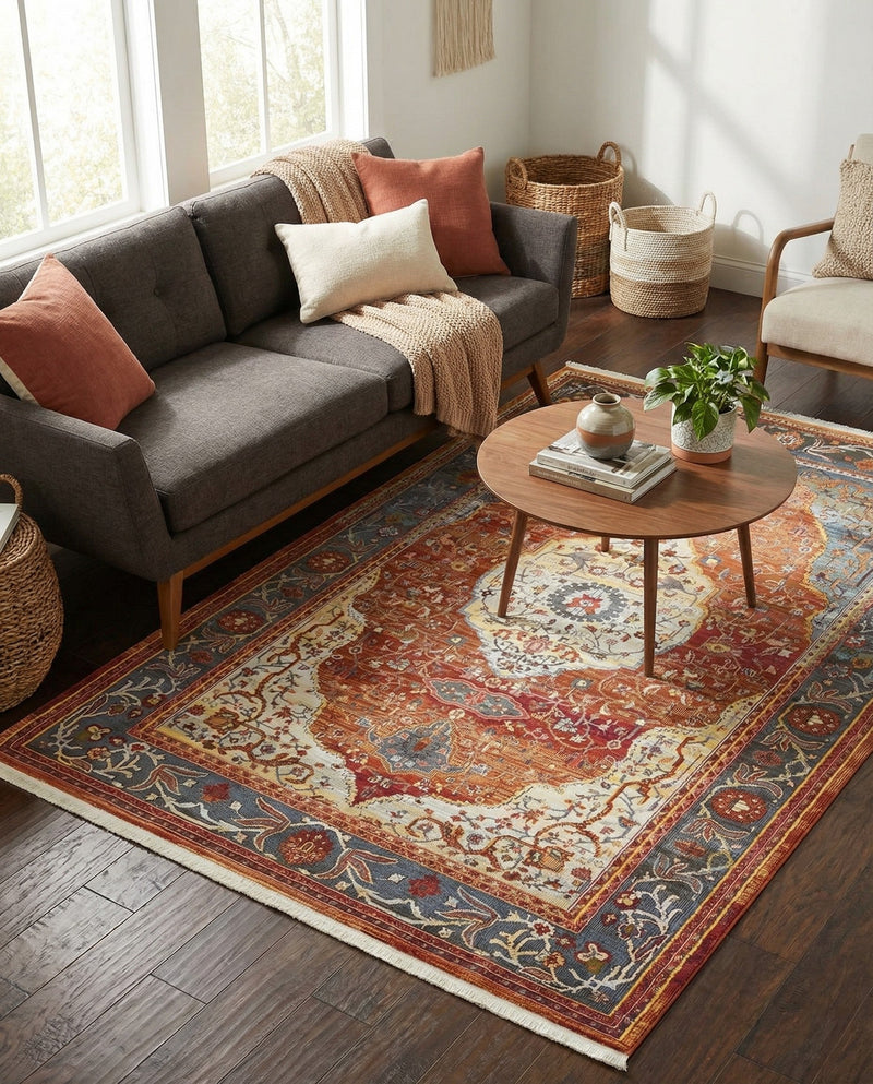 Caribbean Breeze Collection Area Rug -  Vieques Rectangle Rust Red  lifestyle 22