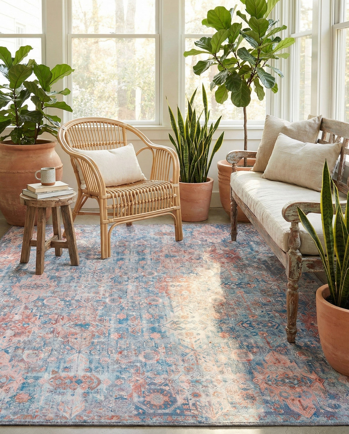 Heritage Elegance Collection Area Rug -  Potala Square Blue  lifestyle 108