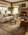 Patio Heritage Collection Area Rug -  Pergola Rectangle Blue and Light Brown  lifestyle 9