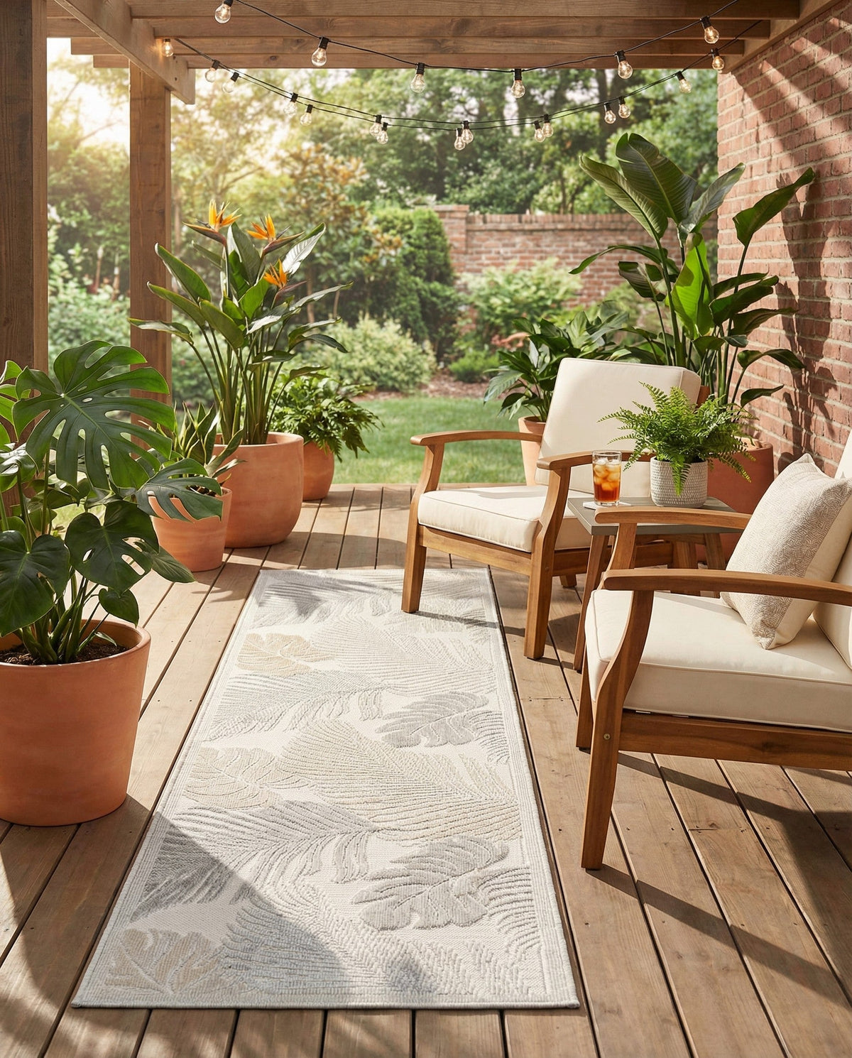 Seaside Blooms Collection Area Rug -  Tranquil Runner Gray  lifestyle 96