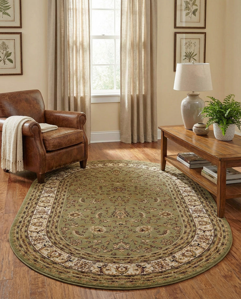 Jaipur Elegance Collection Area Rug -  Nahargarh (Green) Oval Green  lifestyle 84