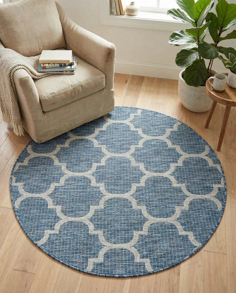 Savannah Pergola Collection Area Rug - Arbor (Navy Blue) Round Navy Blue  lifestyle 86