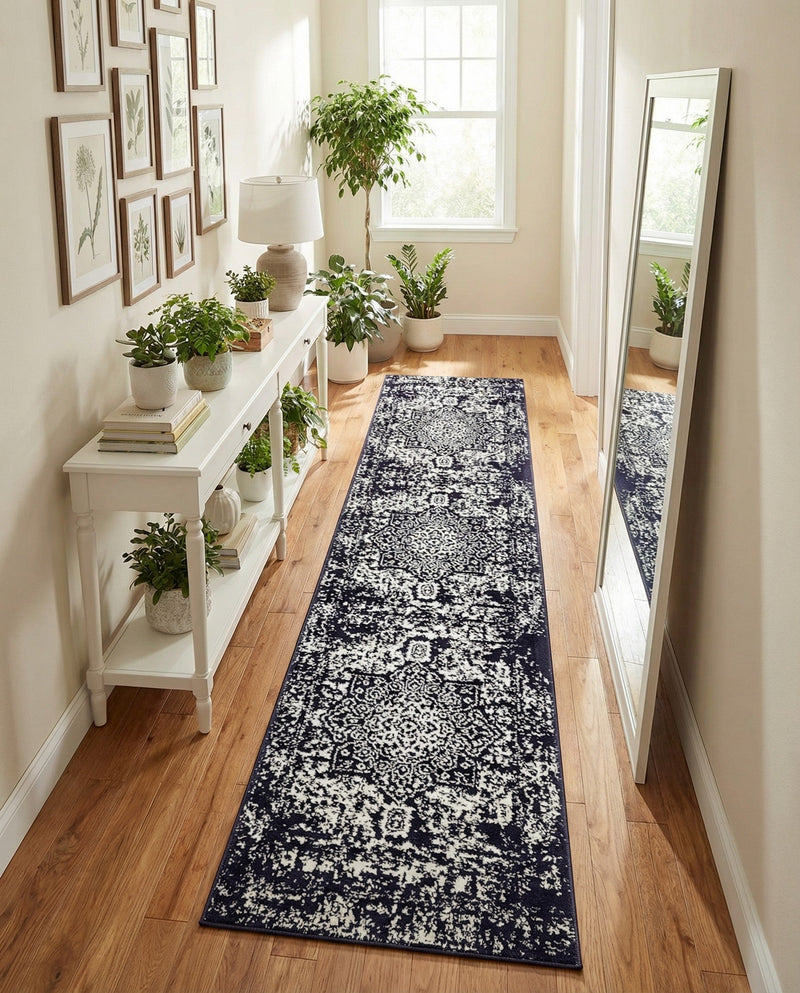 Georgetown Rugs Collection Area Rug - Dupont (Navy Blue) Runner Navy Blue  lifestyle 40