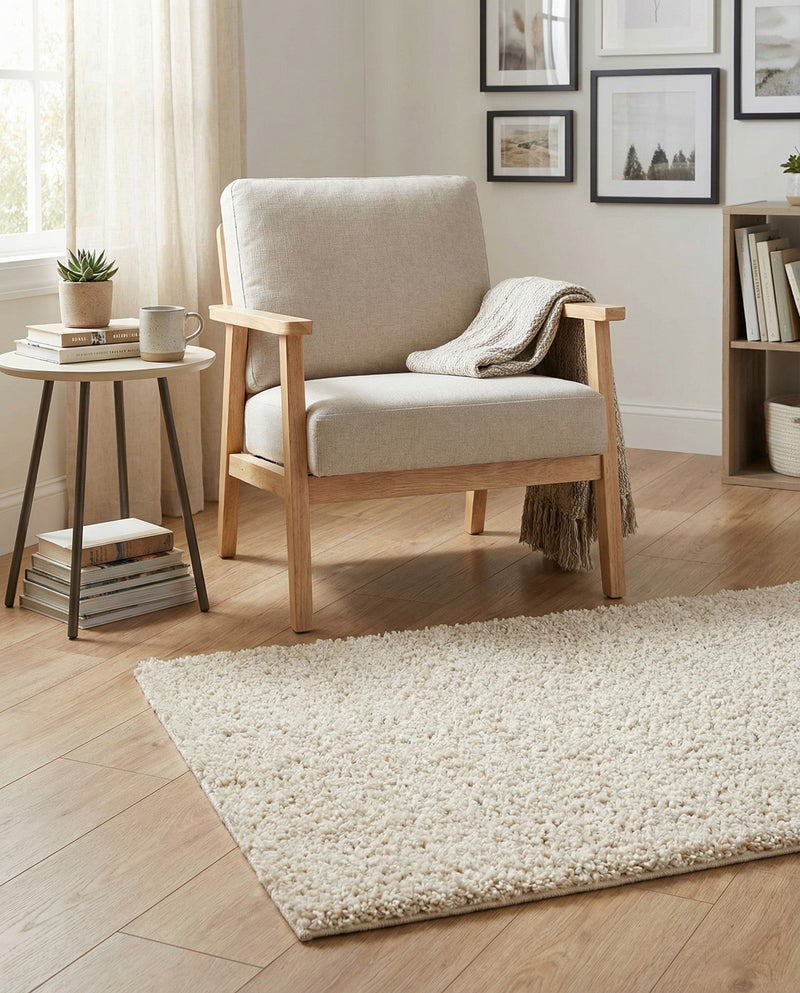 Solid Shag Seaside Collection Area Rug - Azure Cove (Ivory) Rectangle Ivory  lifestyle 5
