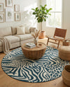 Savannah Escape Collection Area Rug -  Masai Round Navy Blue and Ivory  lifestyle 53