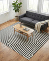 Urban Terrace Collection Area Rug -  Astoria (White and Black) Square White and Black  lifestyle 23