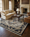 Persian Elegance Collection Area Rug -  Shiraz Rectangle Navy Blue  lifestyle 17