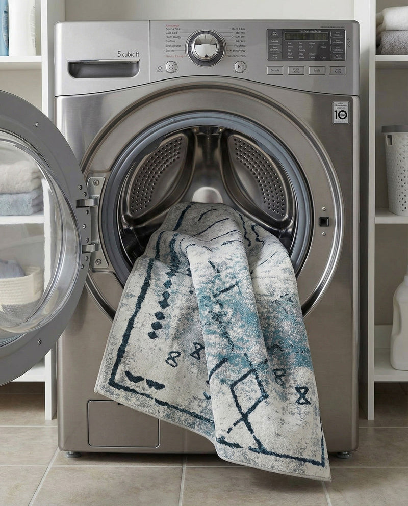 Aegean Elegance Washables Collection Area Rug - Santorini Rectangle Ivory Gray  lifestyle 21