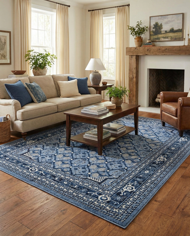 Horizon Collection Area Rug -  Aurora Rectangle Blue  lifestyle 15