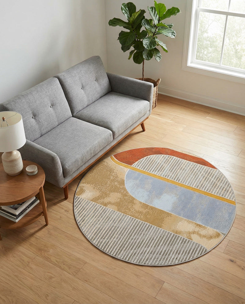 Urban Terrace Collection Area Rug -  Deck Round Multi  lifestyle 56