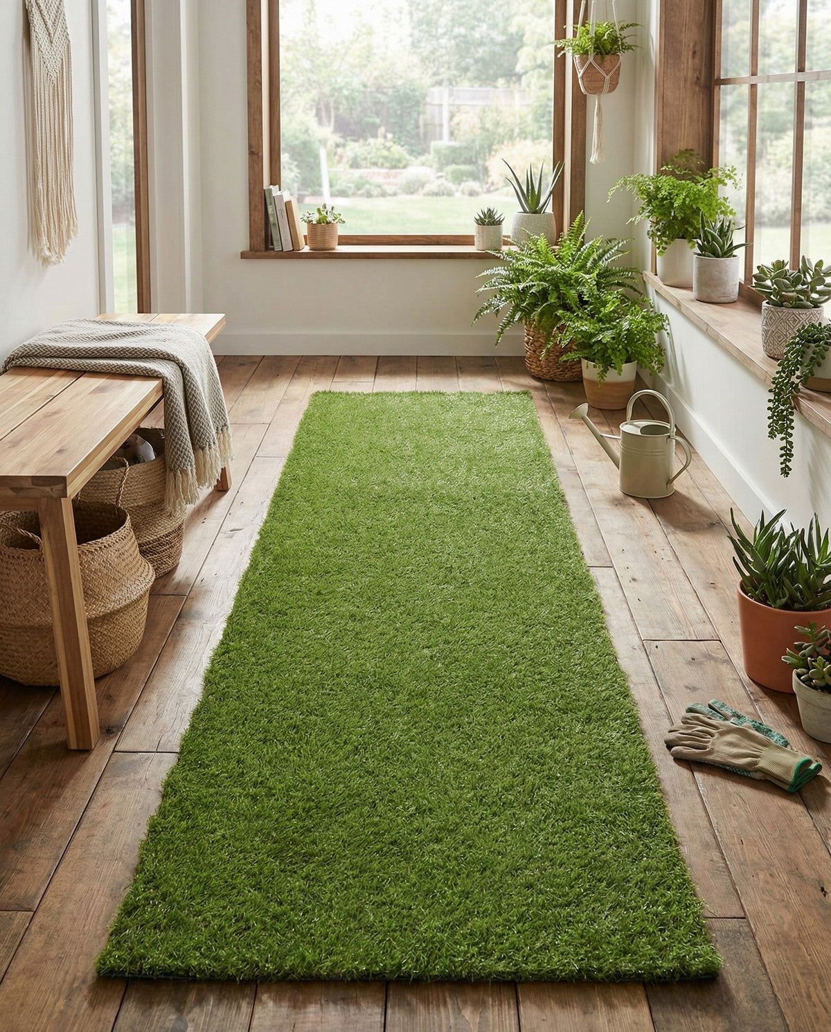 Meadow Retreat Collection Area Rug - Glen Runner Green  lifestyle 154