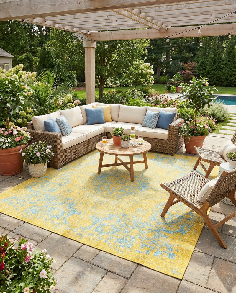 Urban Oasis Rugs Collection Area Rug -  Penthouse (Yellow and Aqua) Square Yellow and Aqua  lifestyle 16