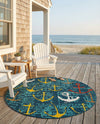 Seaside Haven Rugs Collection Area Rug -  Lighthouse Round Navy Blue  lifestyle 68