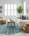 Seaside Haven Rugs Collection Area Rug - Sapphire (Teal) Round Teal  lifestyle 79
