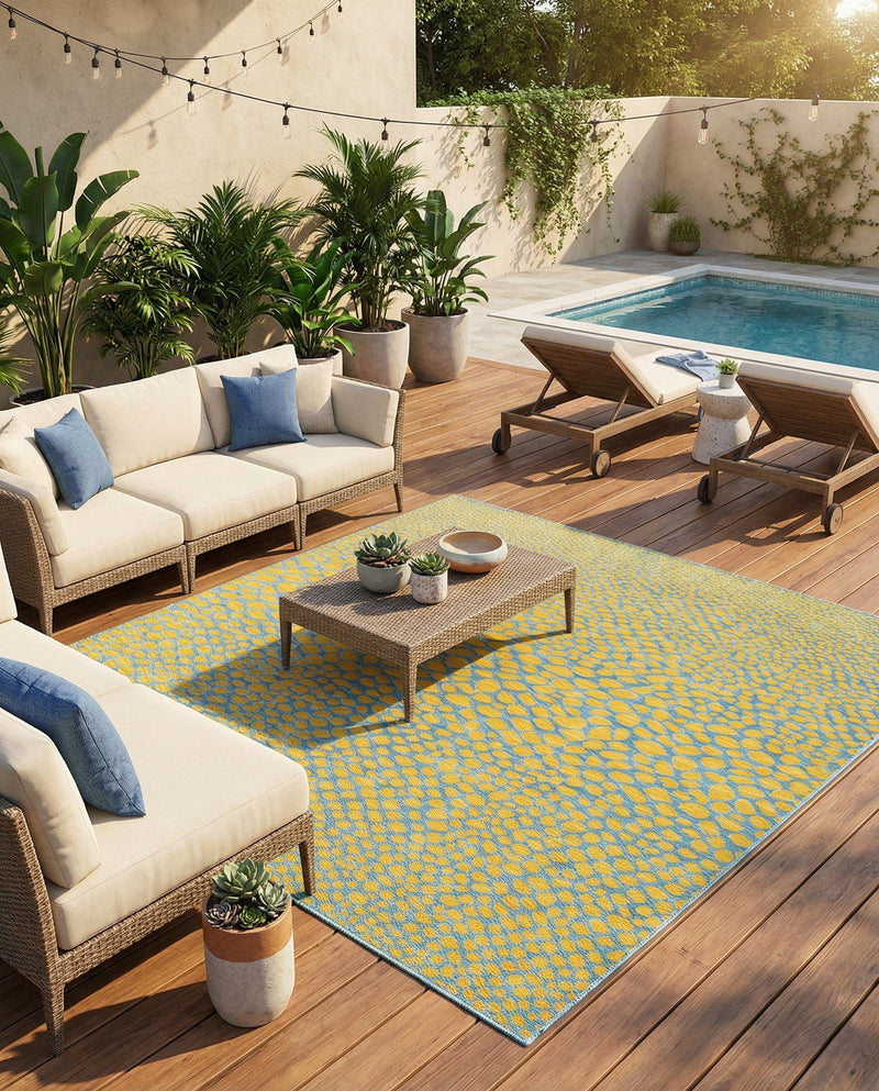 Urban Oasis Rugs Collection Area Rug -  Terrace (Yellow and Aqua) Square Yellow and Aqua  lifestyle 46