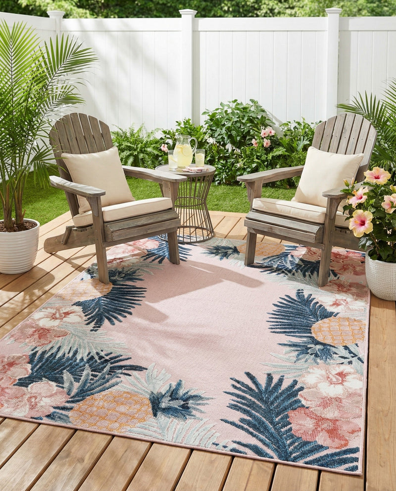 Seaside Blooms Collection Area Rug - Haven Rectangle Pink  lifestyle 5