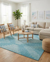 Seychelles Stripes Collection Area Rug - Mahe (Light Blue) Rectangle Light Blue  lifestyle 16